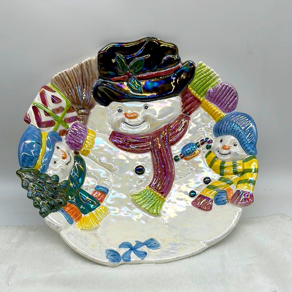 Christmas Vintage Iridescent Cookie/Candy Serving Plate